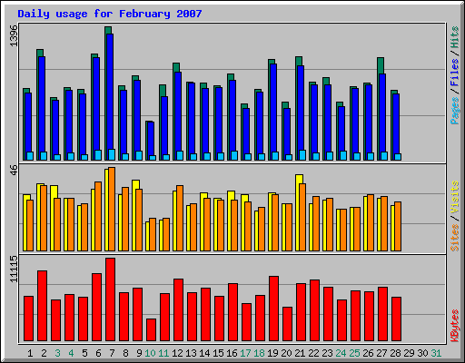 Daily usage for February 2007