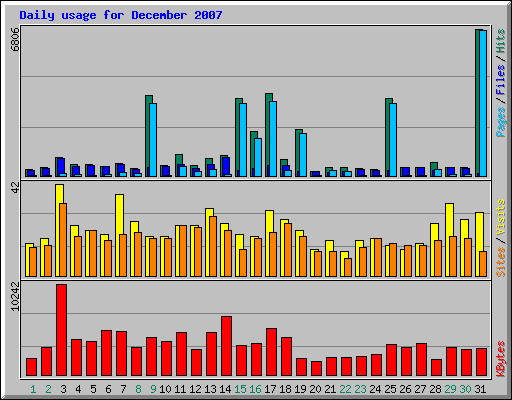Daily usage for December 2007